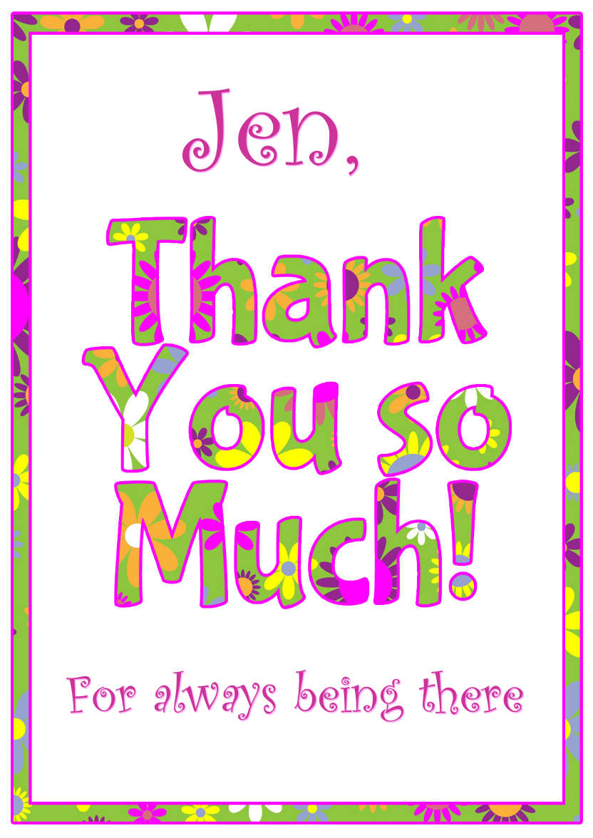Thank You Floral Word Art Card Front - card made with Crafty Bob's Card Creator
