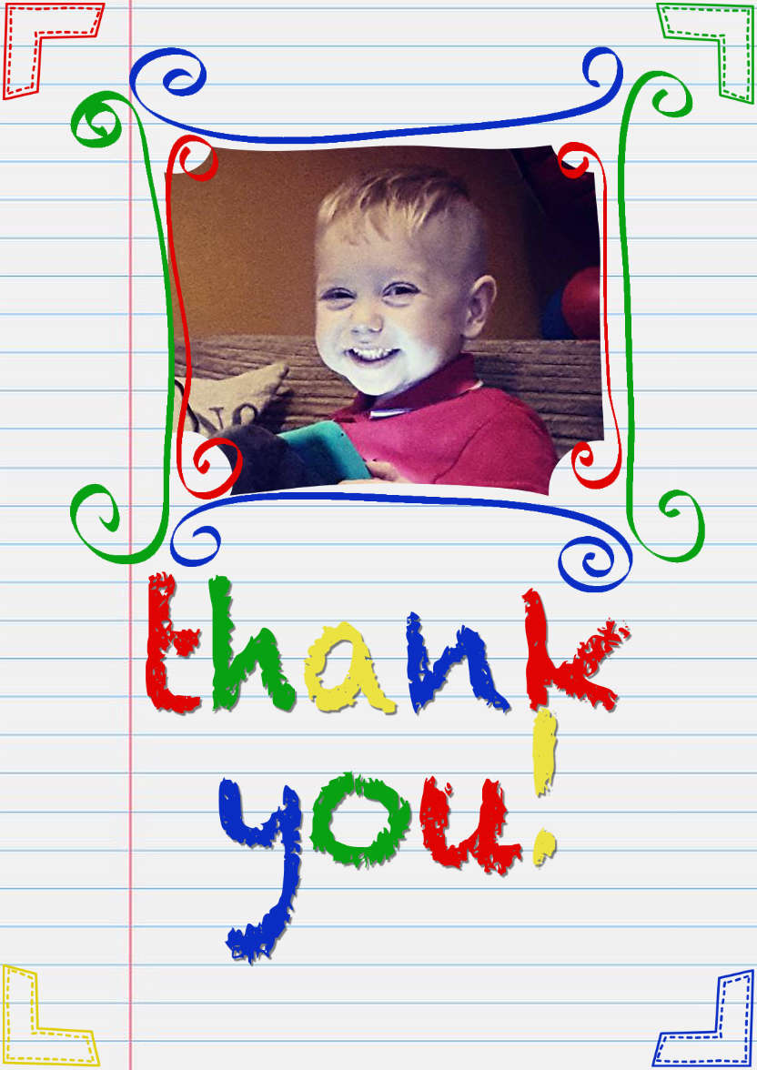 Notepaper Thank You Card - card made with Crafty Bob's Card Creator