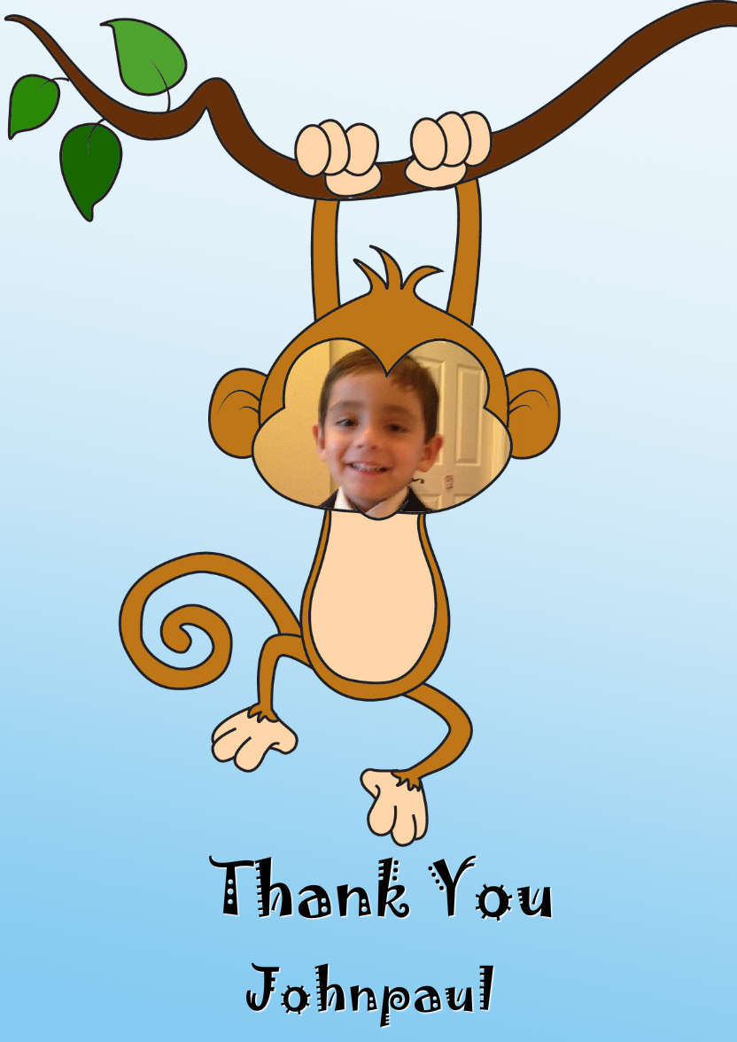Little Monkey Aperture Card - card made with Crafty Bob's Card Creator