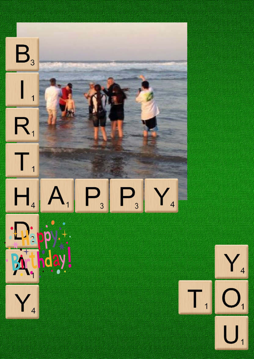 Scrabble Birthday Photo Card - card made with Crafty Bob's Card Creator