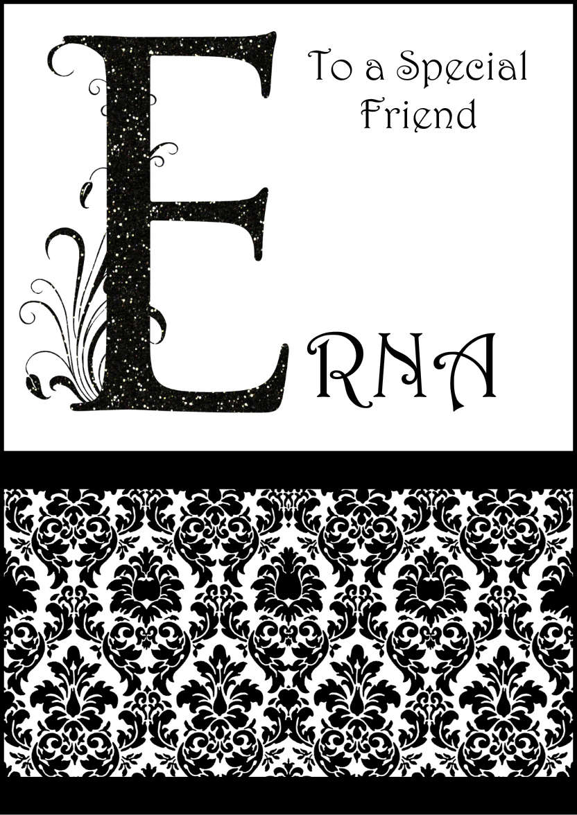 Damask Monogram Letter E Card - card made with Crafty Bob's Card Creator