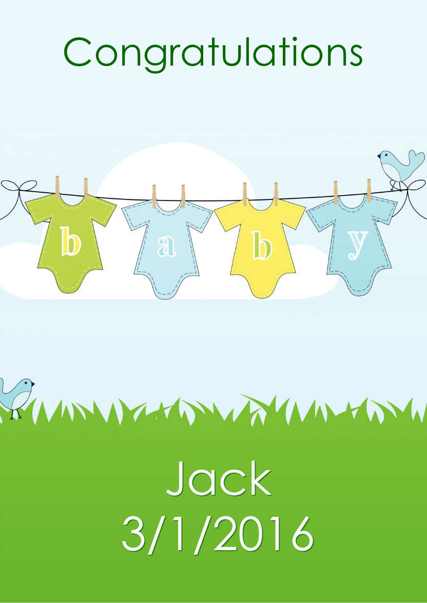 Washing Line New Baby Boy - card made with Crafty Bob's Card Creator