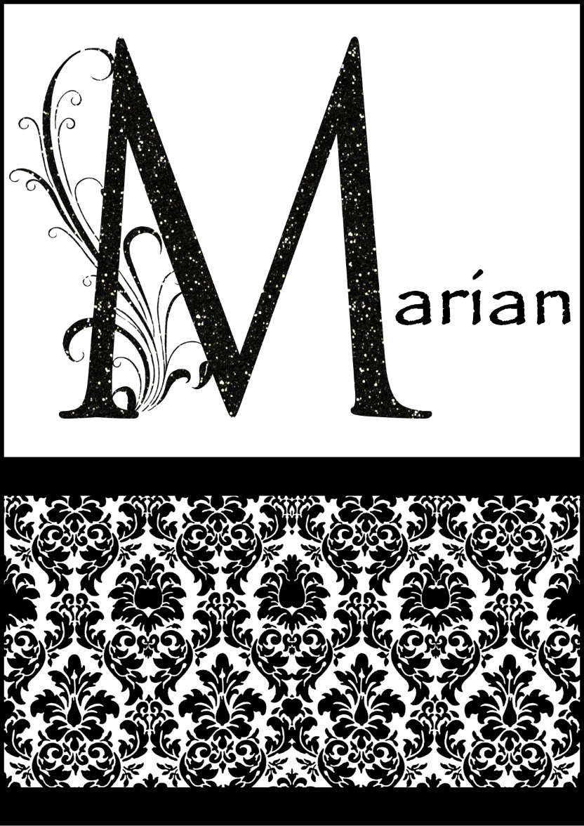 Damask Monogram Letter m Card - card made with Crafty Bob's Card Creator