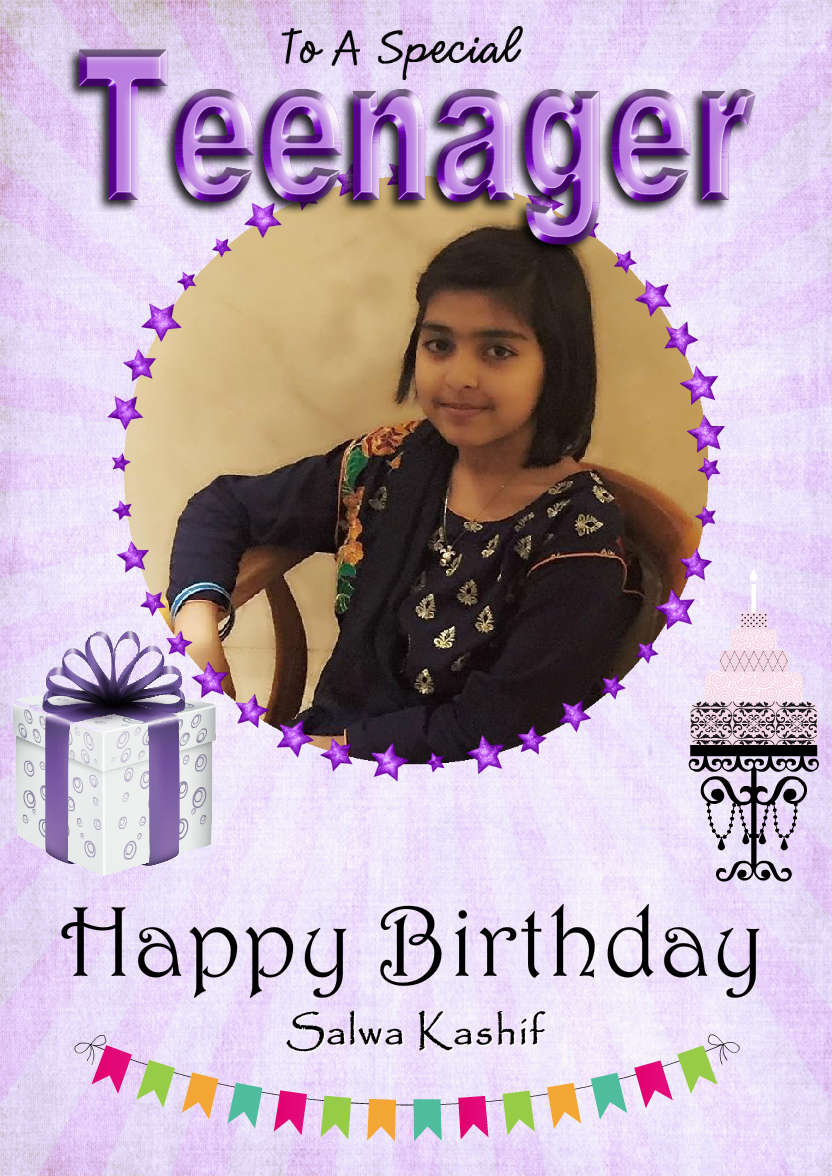 Special Teenager Card Girl - card made with Crafty Bob's Card Creator
