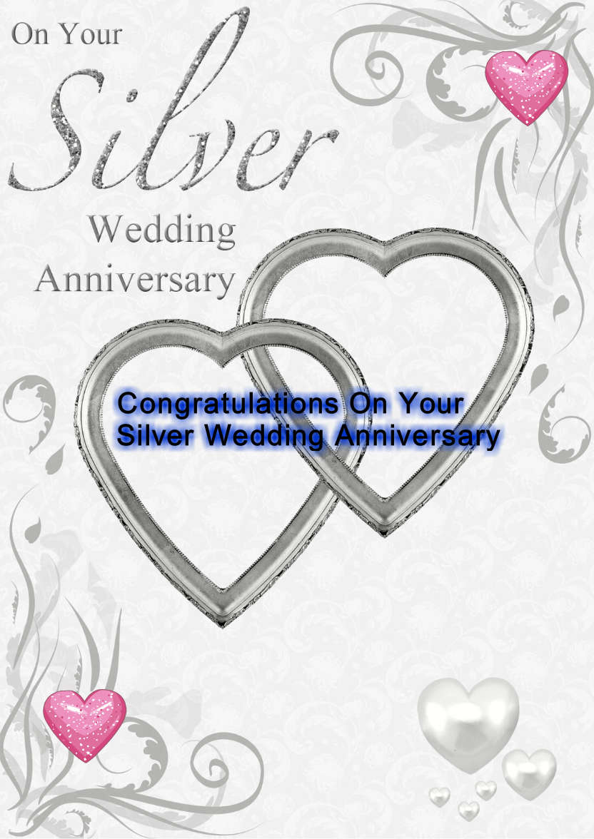 Silver Wedding Anniversary Hearts Entwined Card - card made with Crafty Bob's Card Creator