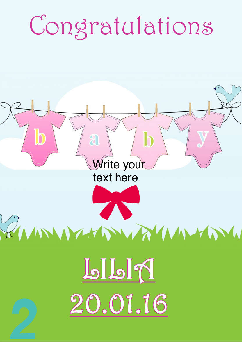 Washing Line New Baby Girl - card made with Crafty Bob's Card Creator