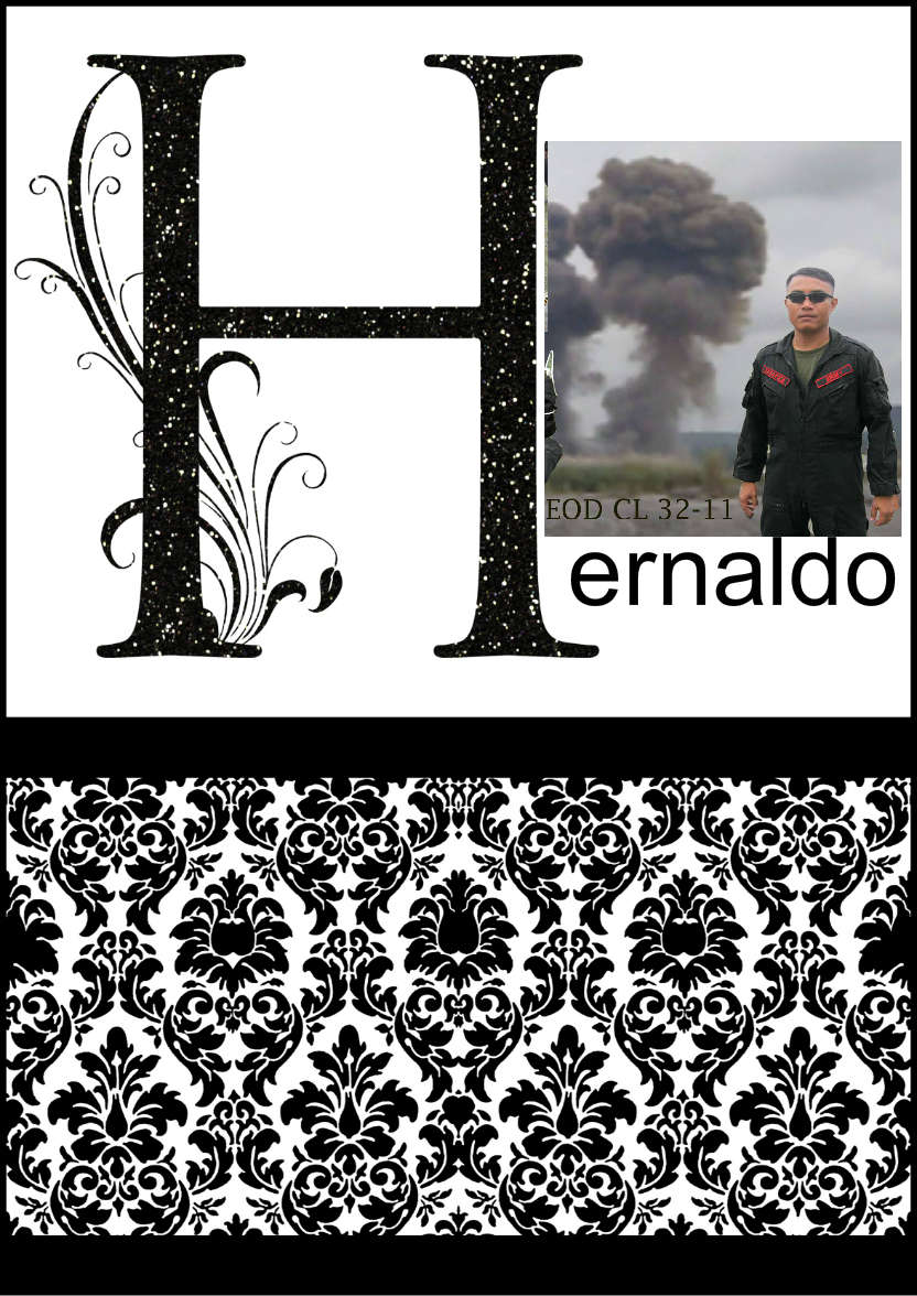 Damask Monogram Letter H Card - card made with Crafty Bob's Card Creator
