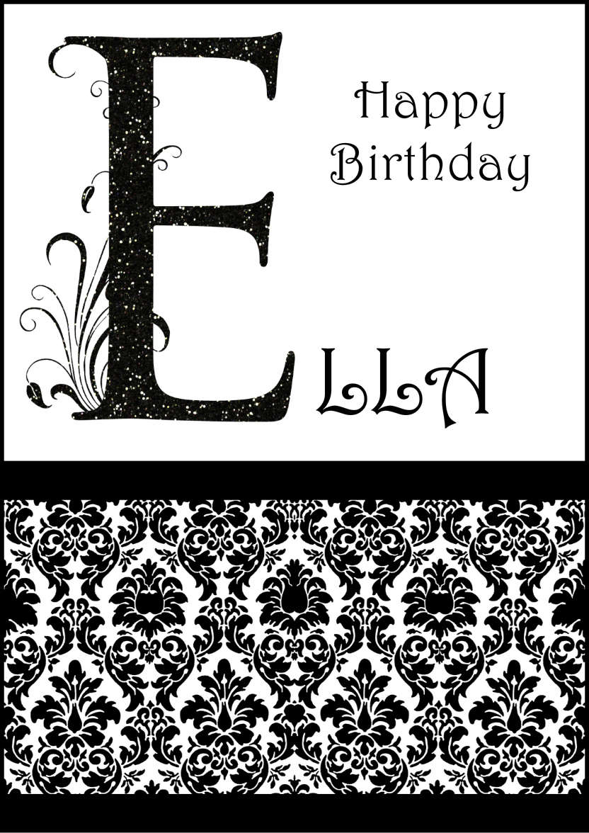 Damask Monogram Letter E Card - card made with Crafty Bob's Card Creator