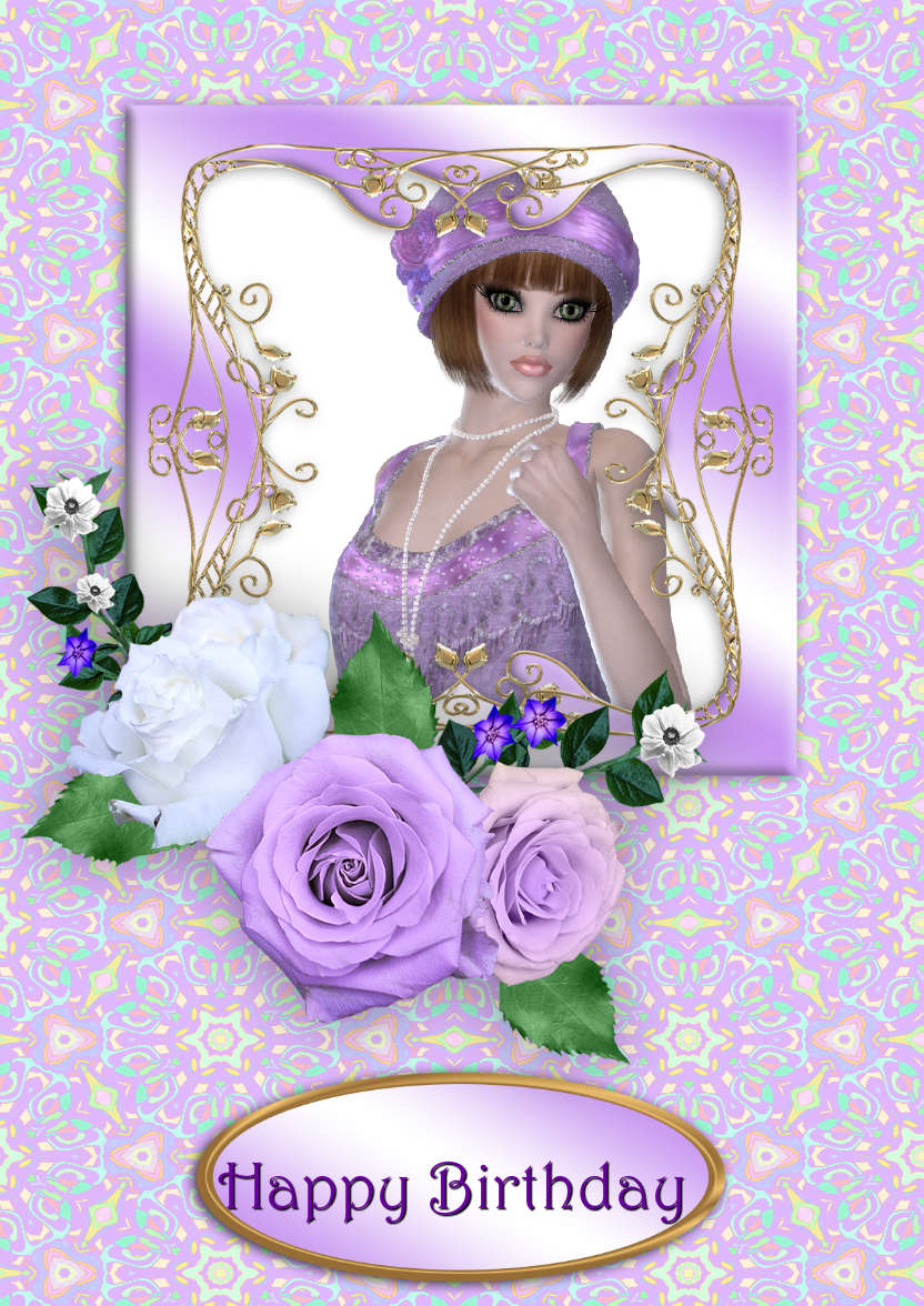 Lilac Roses - card made with Crafty Bob's Card Creator