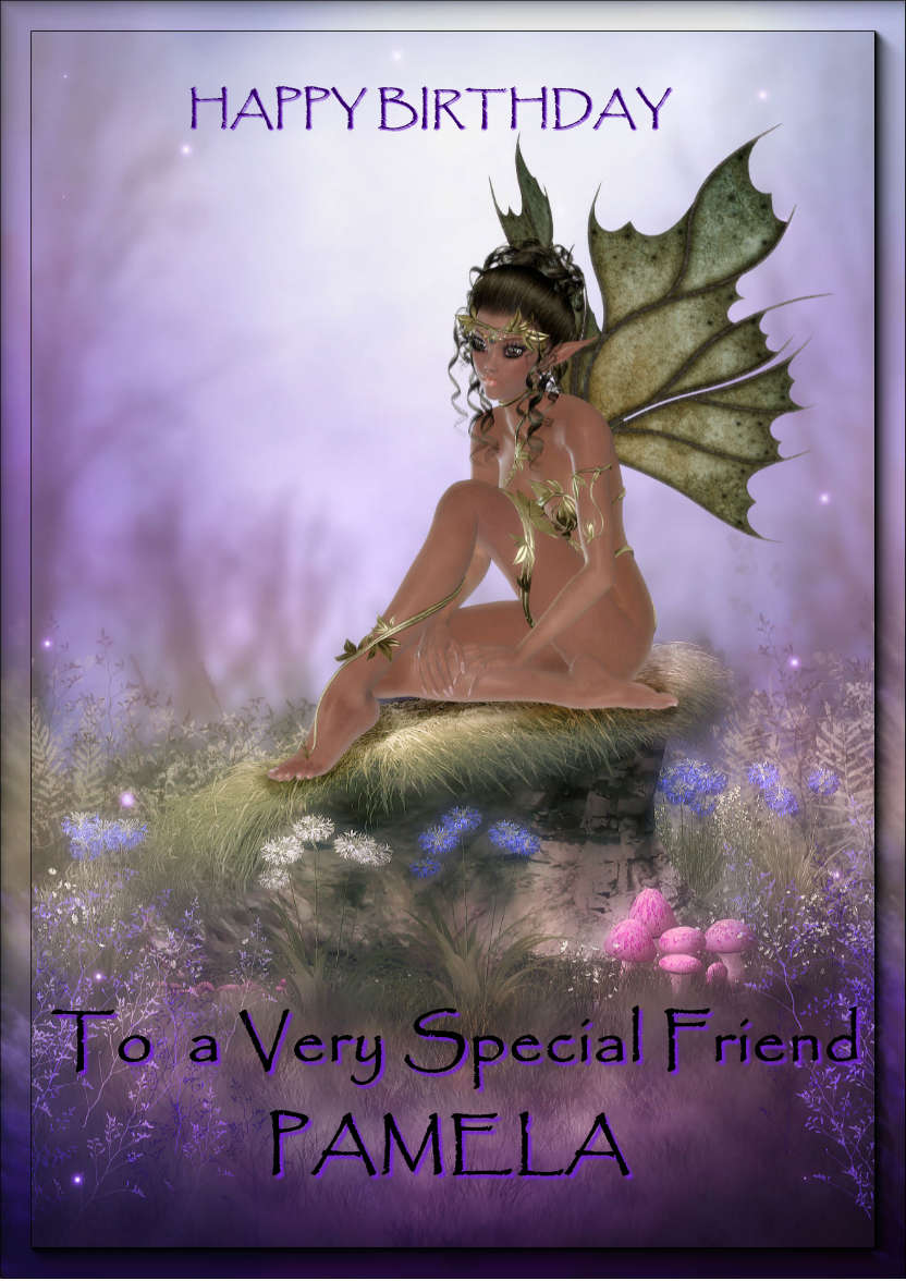 Thoughtful Fairy on a Hill - card made with Crafty Bob's Card Creator