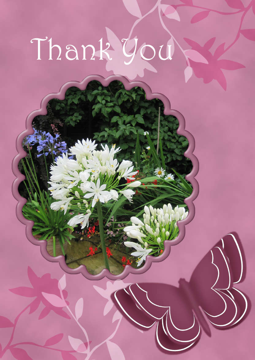 Thank You - Butterfly and Flowers - card made with Crafty Bob's Card Creator