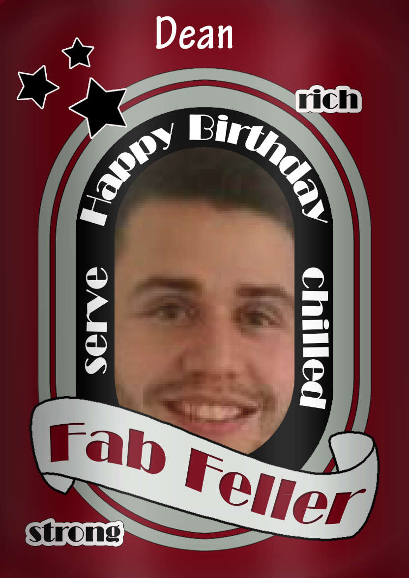 Fab Feller Beer Can Birthday Photo Upload Card - card made with Crafty Bob's Card Creator