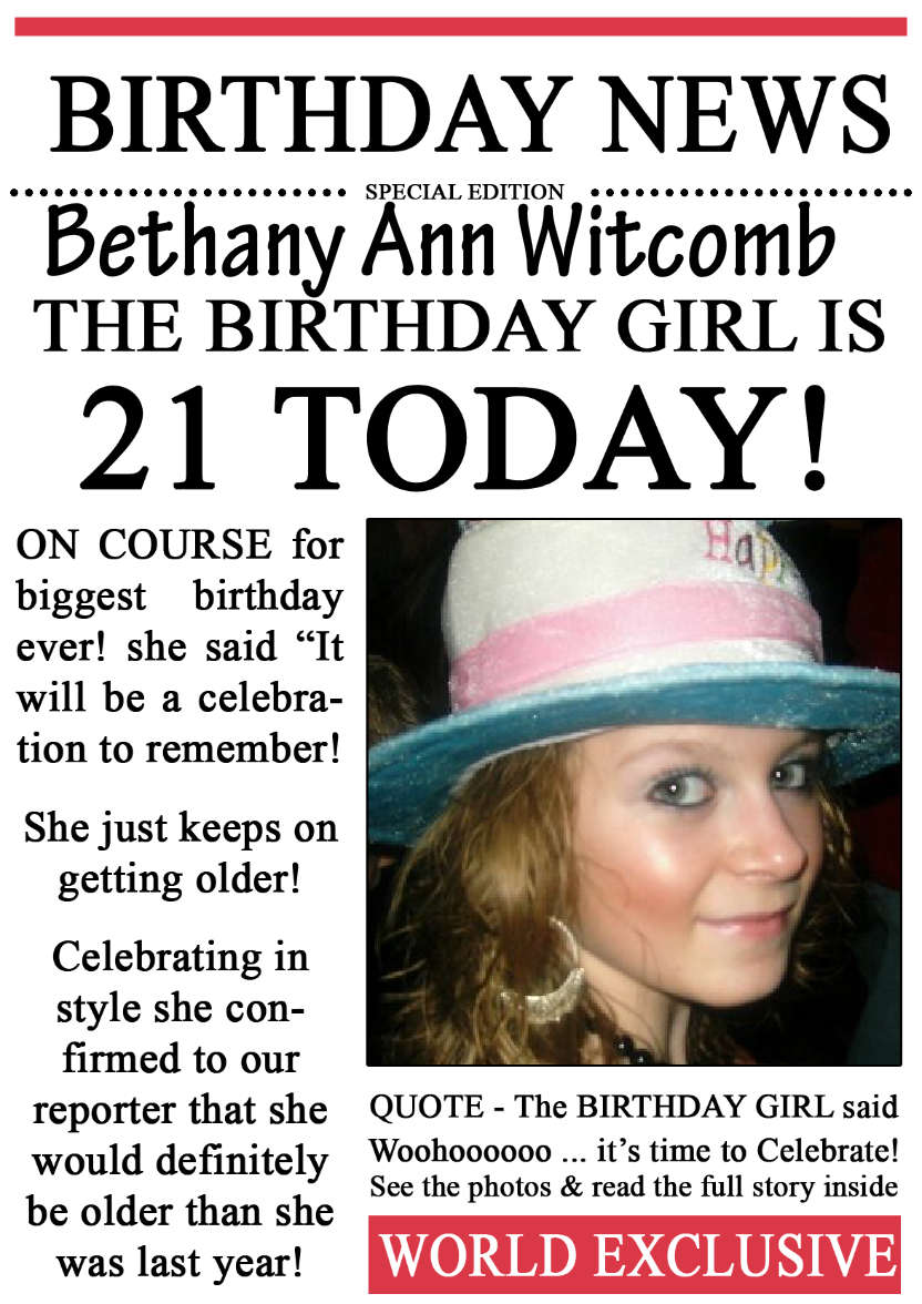 21 Today Birthday News Photo Upload Card - card made with Crafty Bob's Card Creator