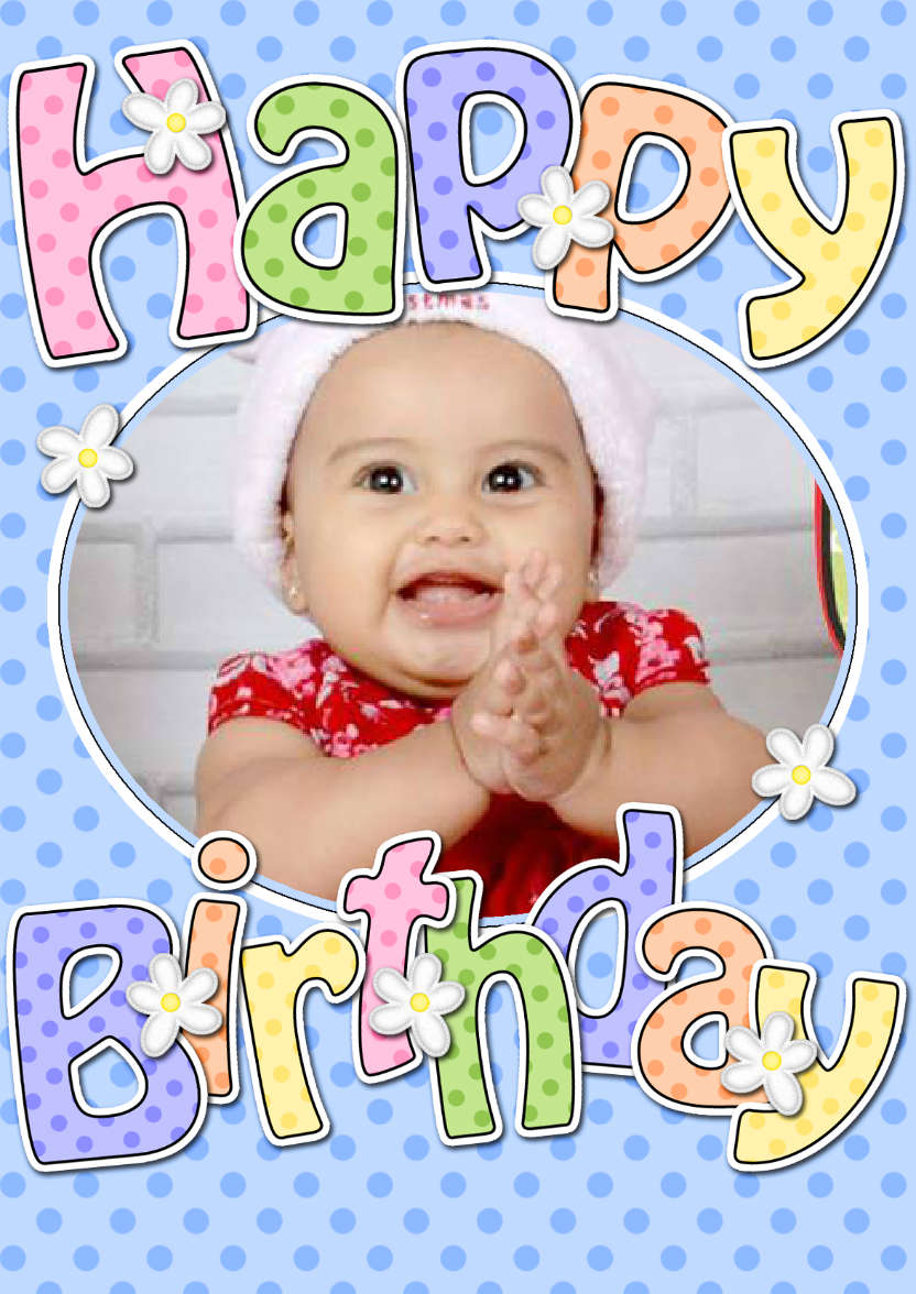 Birthday Dots & Flowers Photo Upload Card - card made with Crafty Bob's Card Creator