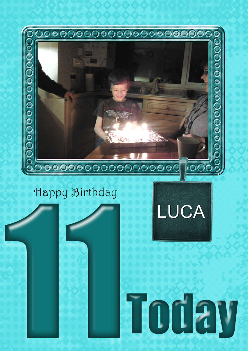 Age 11 Birthday Photo Card Boys - card made with Crafty Bob's Card Creator