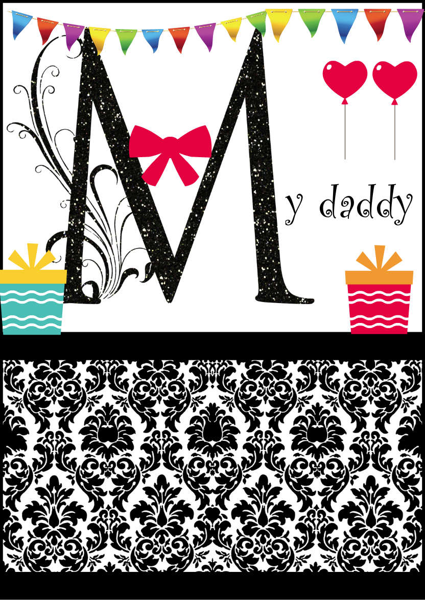 Damask Monogram Letter m Card - card made with Crafty Bob's Card Creator