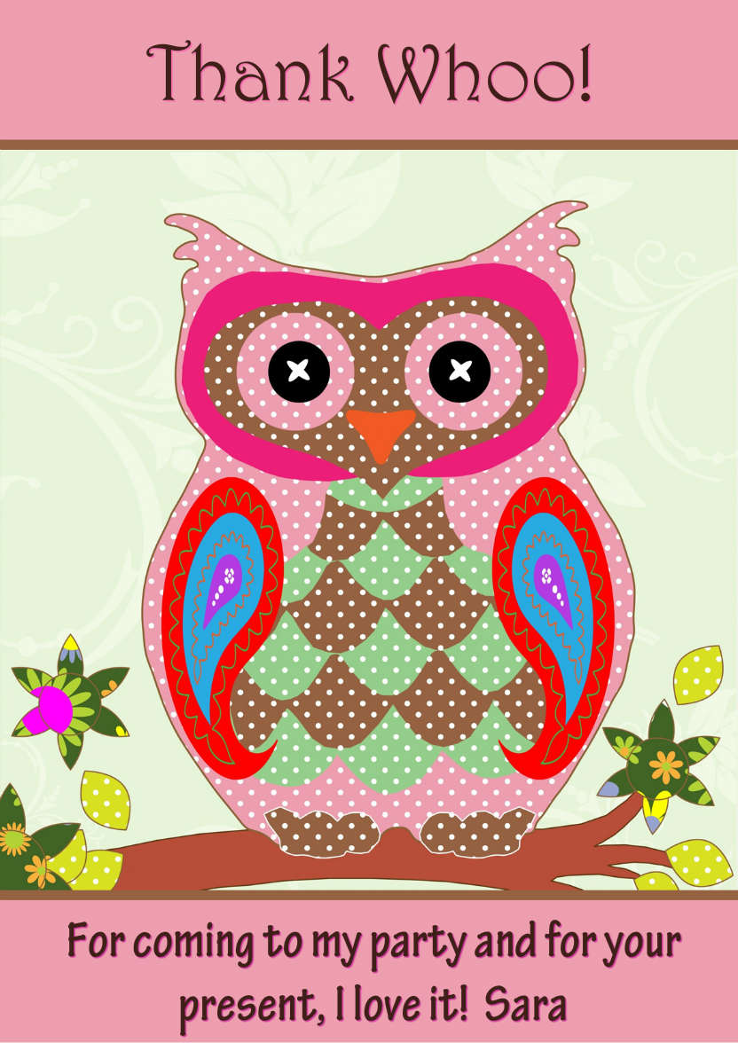 Thank Whoo Owl Card Front - card made with Crafty Bob's Card Creator