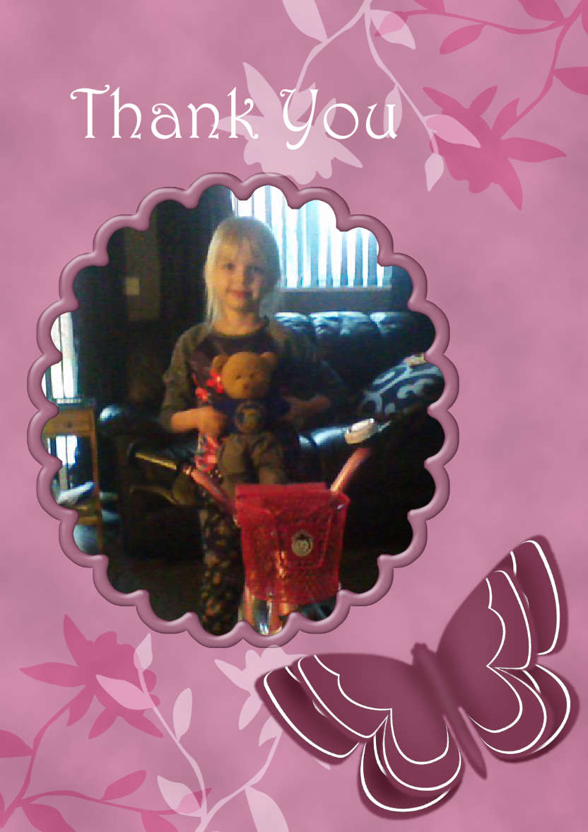 Thank You - Butterfly and Flowers - card made with Crafty Bob's Card Creator