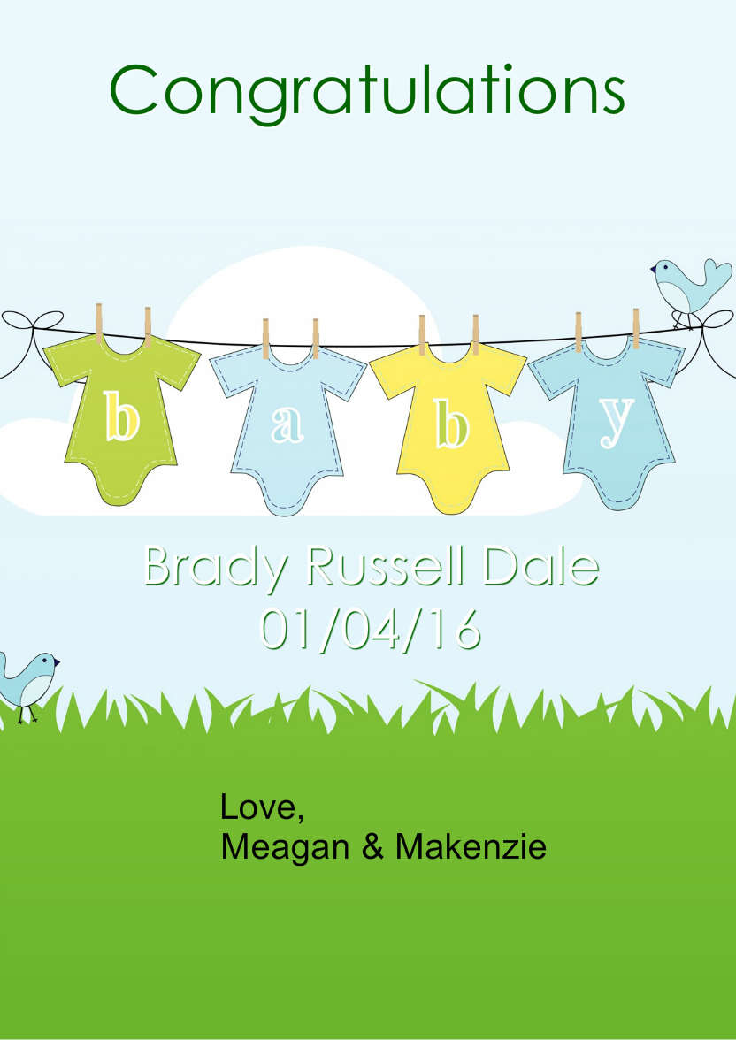Washing Line New Baby Boy - card made with Crafty Bob's Card Creator