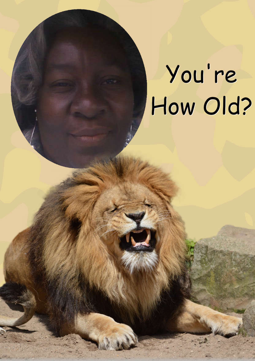 Laughing Lion Photo Card - card made with Crafty Bob's Card Creator