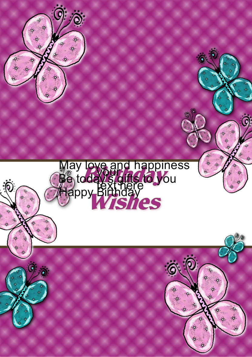Beautiful Butterflies Birthday Card - card made with Crafty Bob's Card Creator