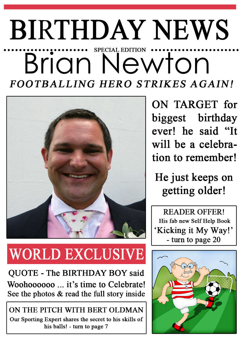 Football News Birthday Photo Upload Card - card made with Crafty Bob's Card Creator