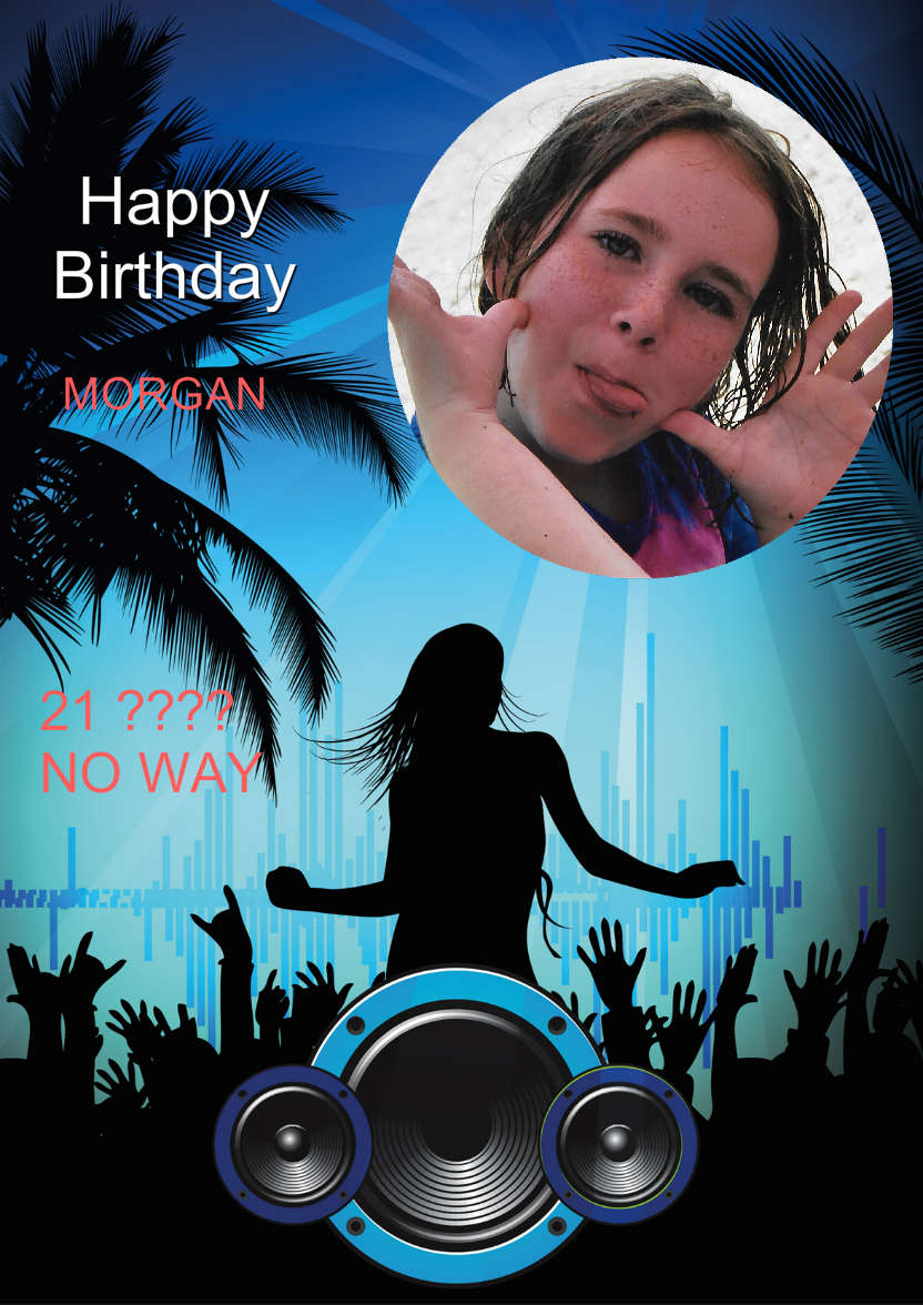 Feel the Base Birthday Card/invitation - card made with Crafty Bob's Card Creator