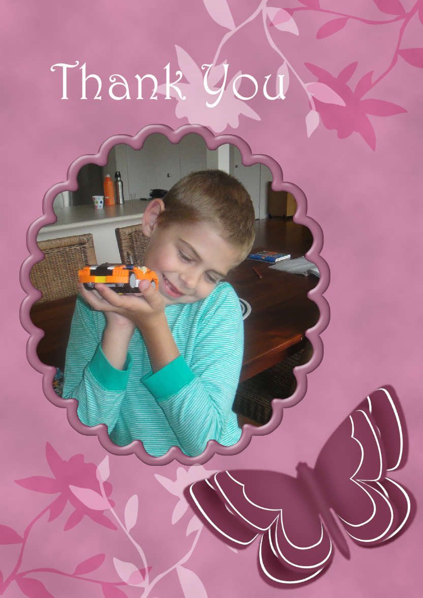 Thank You - Butterfly and Flowers - card made with Crafty Bob's Card Creator