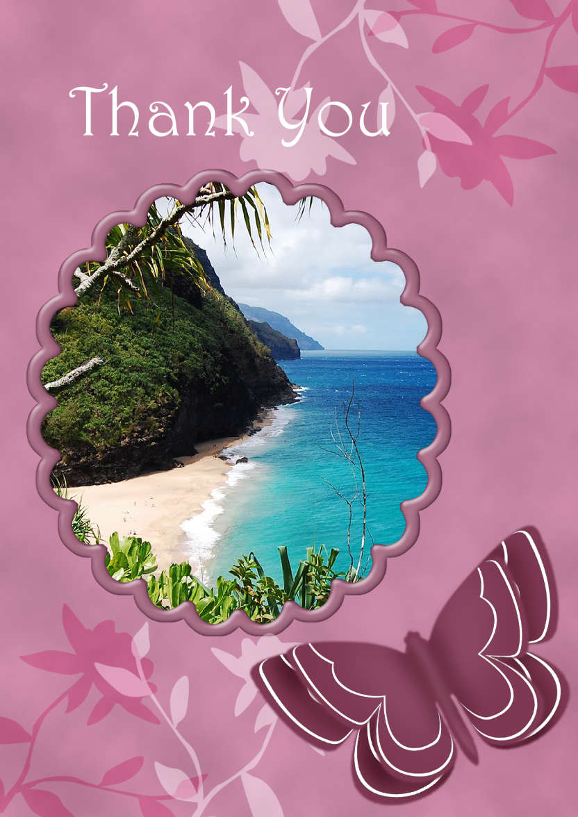 Thank You - Butterfly and Flowers - card made with Crafty Bob's Card Creator