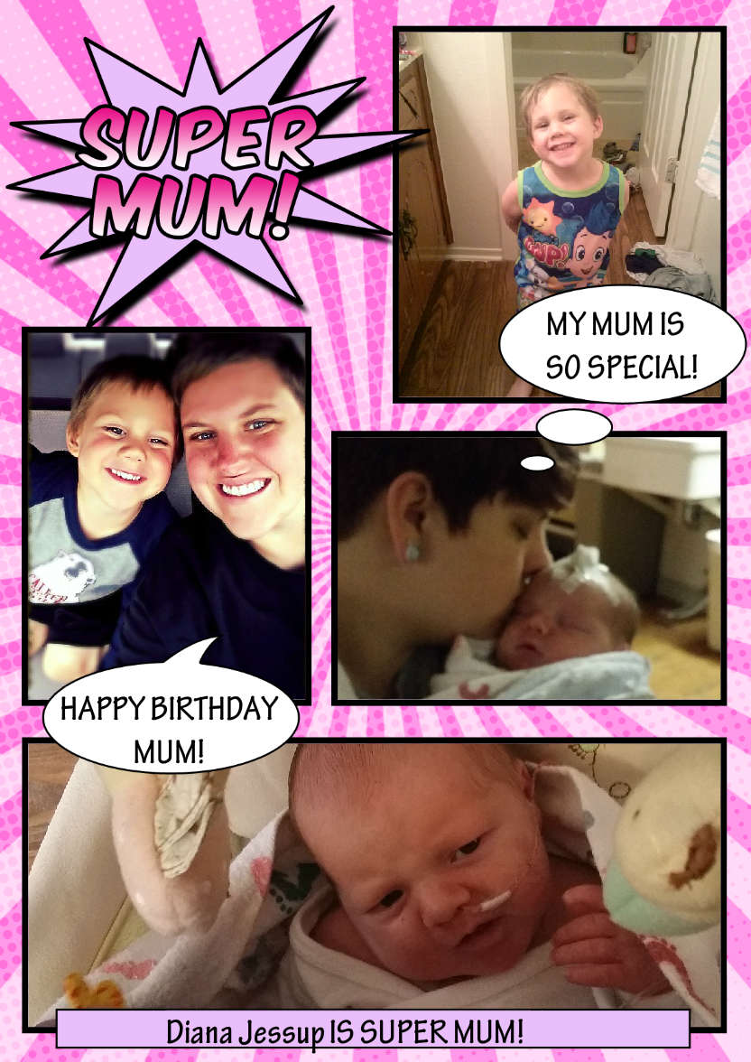 Comic Style Super Mum Photo Card - card made with Crafty Bob's Card Creator