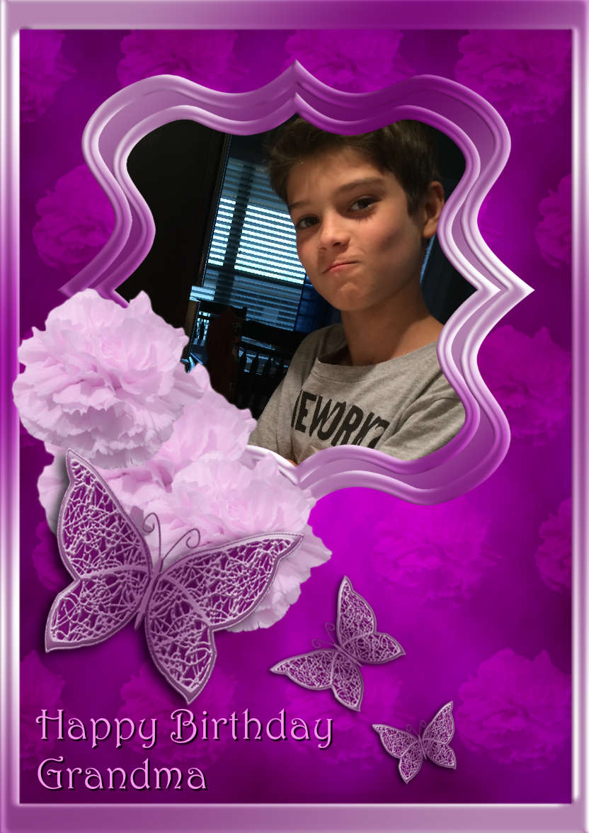 Pink Carnations and Butterflies - card made with Crafty Bob's Card Creator