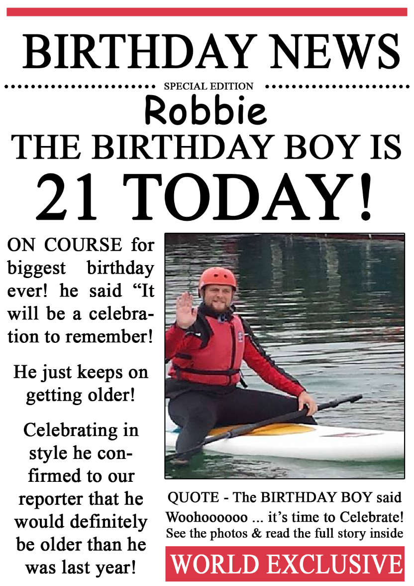 21 Today Birthday News Photo Upload Card - card made with Crafty Bob's Card Creator