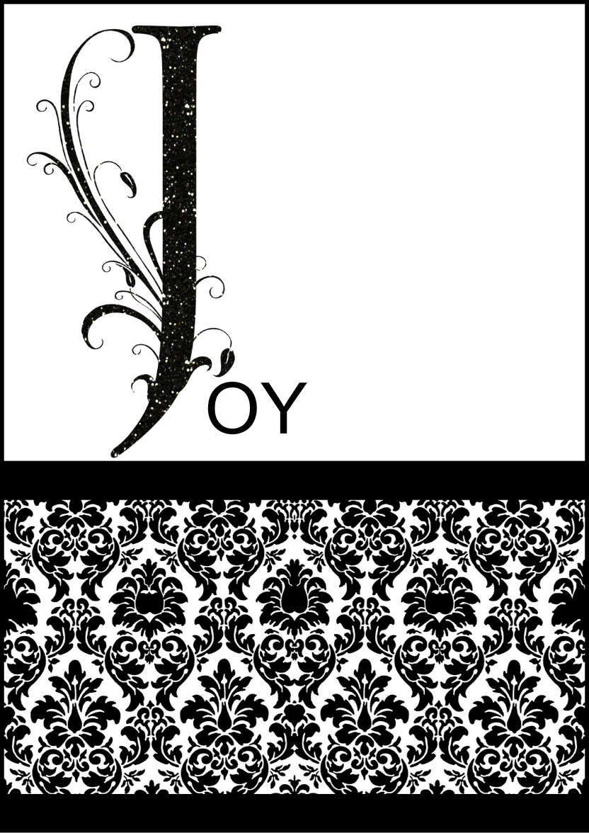 Damask Monogram Letter J Card - card made with Crafty Bob's Card Creator
