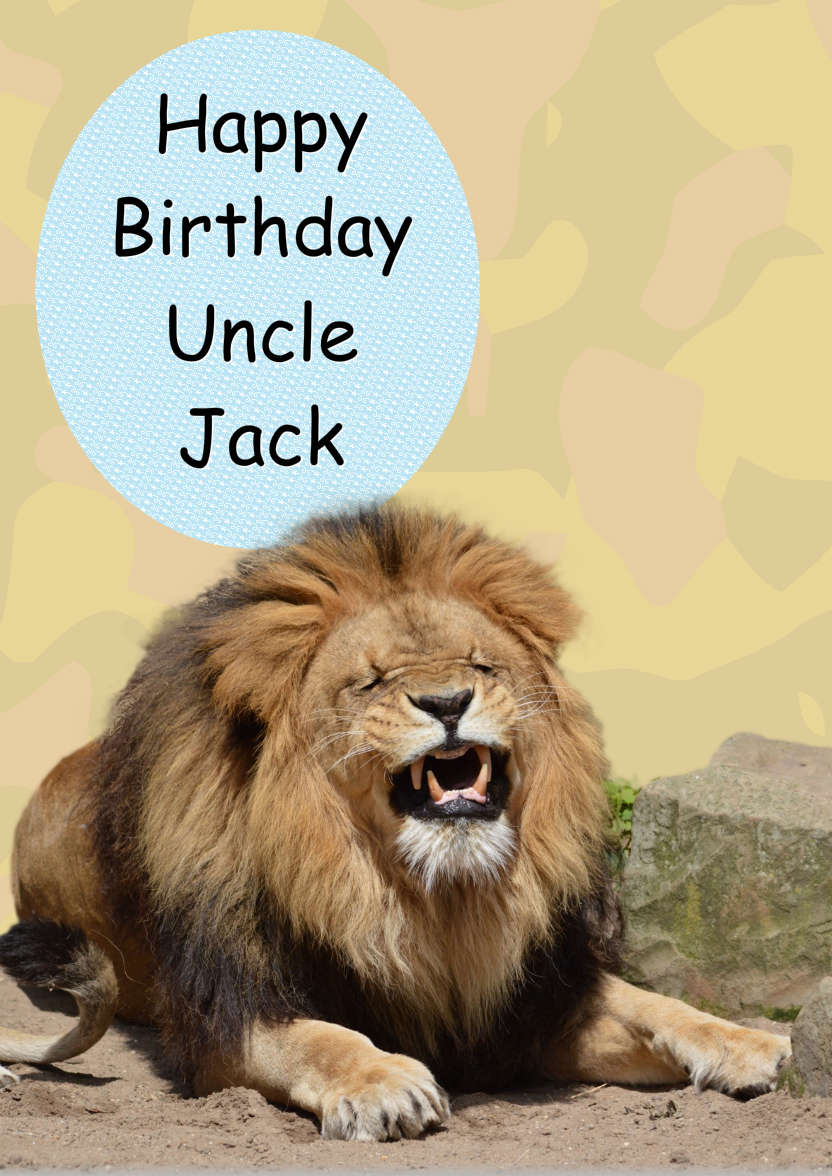 Laughing Lion Photo Card - card made with Crafty Bob's Card Creator