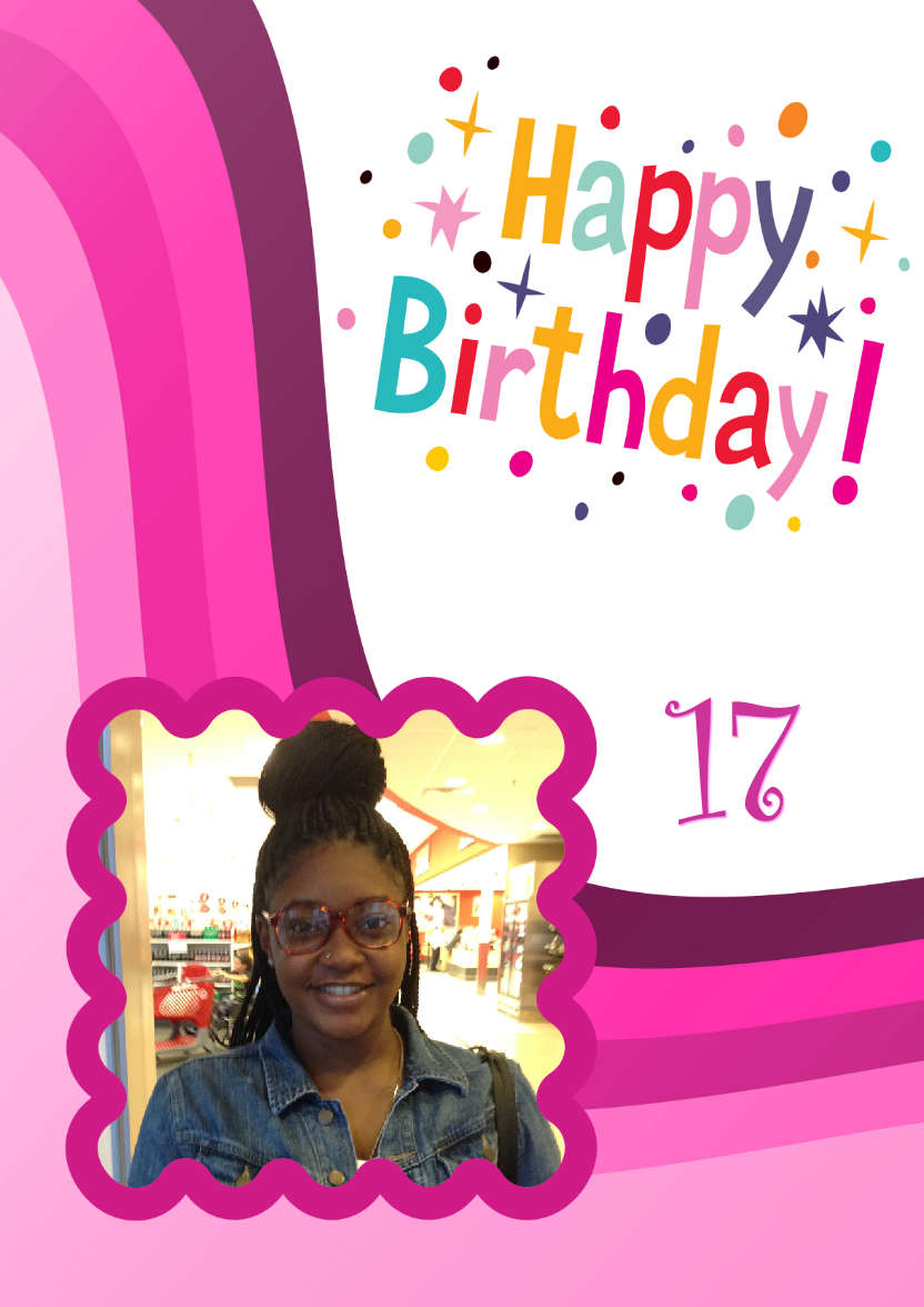 Pink Birthday Wave Card Front - card made with Crafty Bob's Card Creator