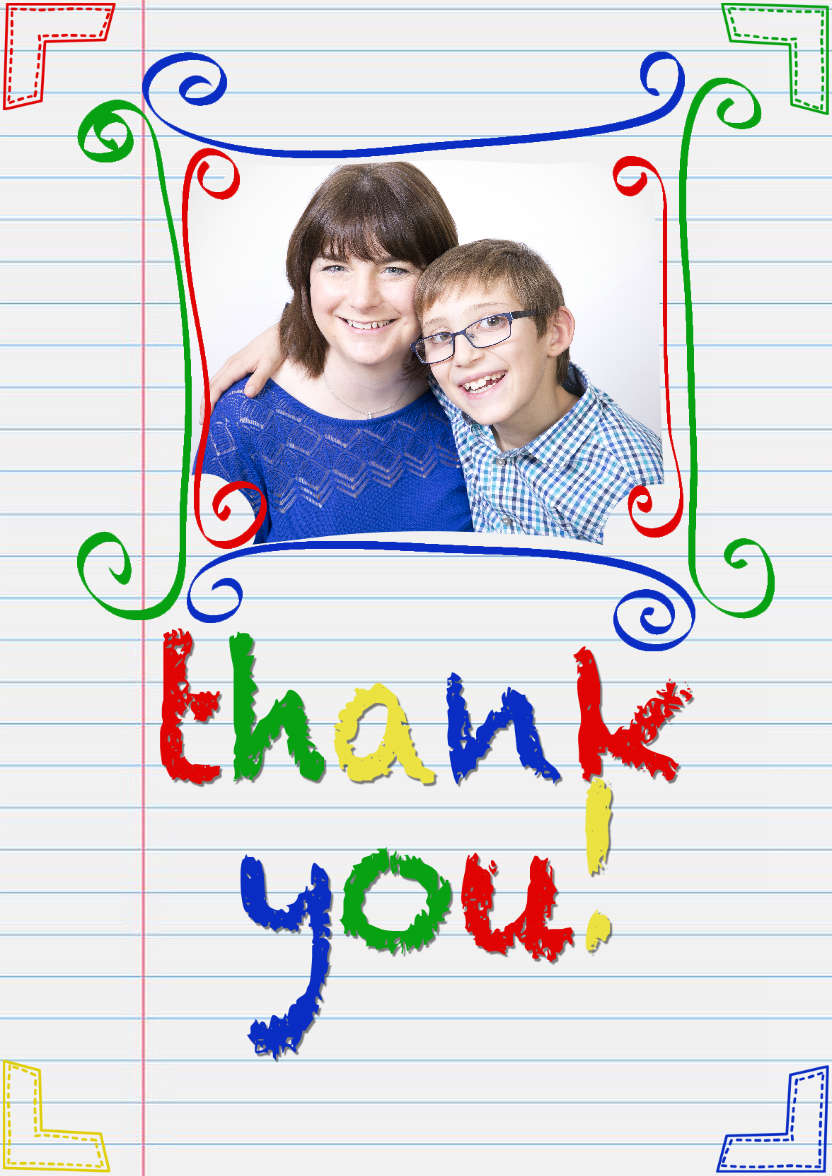 Notepaper Thank You Card - card made with Crafty Bob's Card Creator