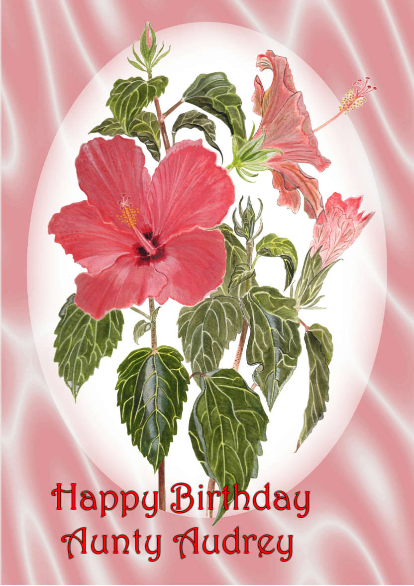 Pink Hibiscus and Satin - card made with Crafty Bob's Card Creator