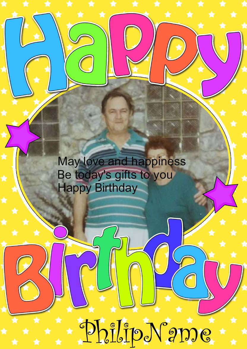 Birthday Stars Photo Upload Card - card made with Crafty Bob's Card Creator