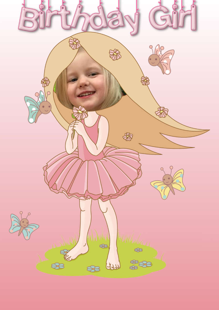 The Birthday Girl & Her Friends - card made with Crafty Bob's Card Creator