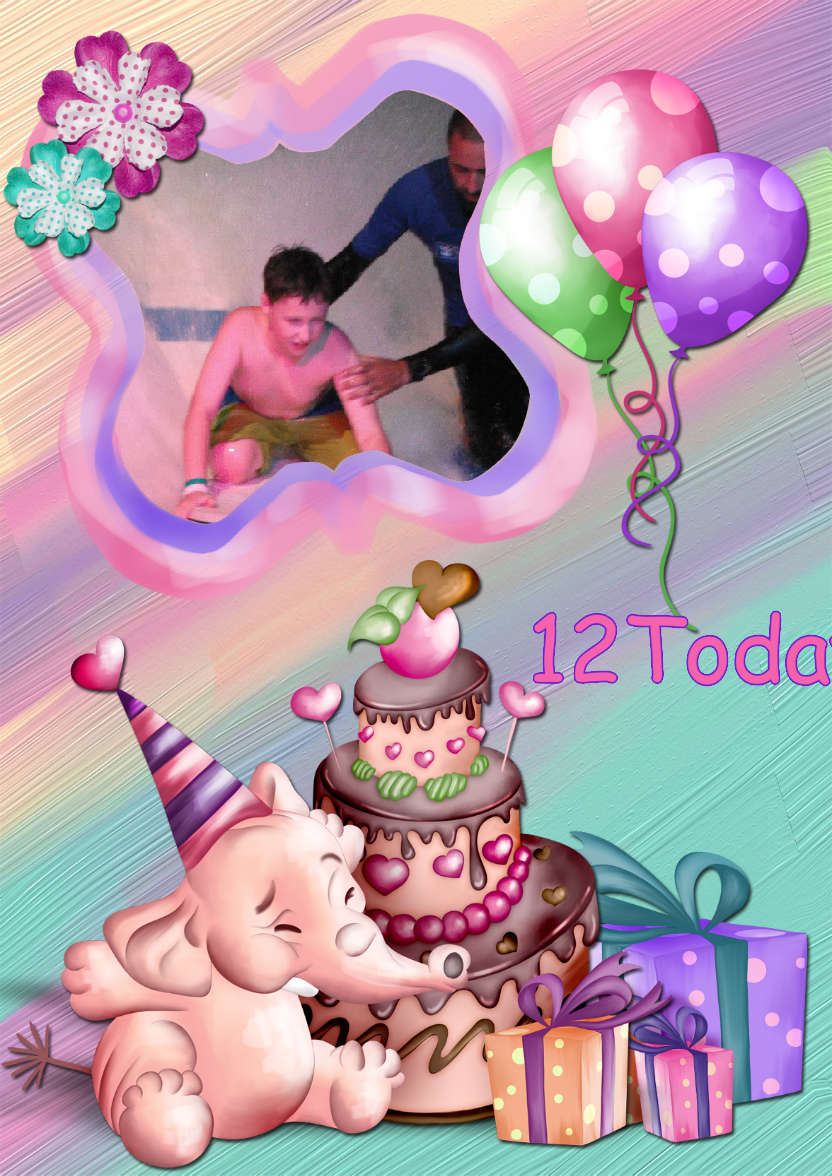 Elephant Birthday -  Girl's Age Aperture Card - card made with Crafty Bob's Card Creator