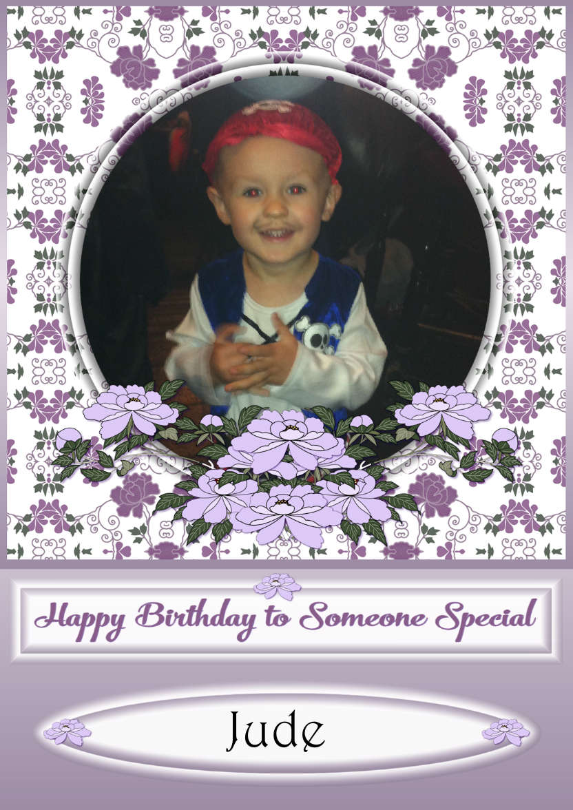 Oriental Flowers Special Birthday - card made with Crafty Bob's Card Creator