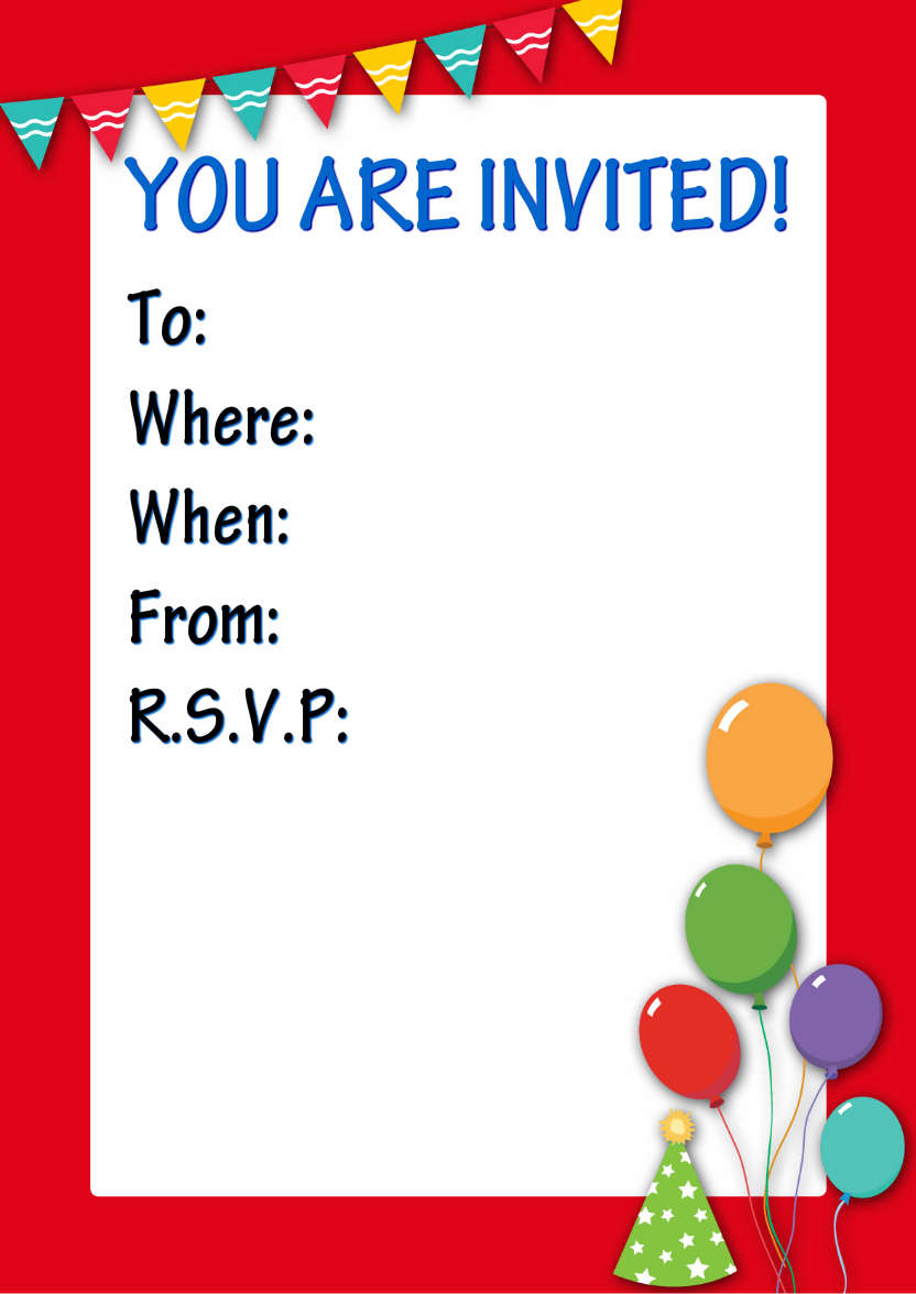 Party Balloons Invitation - card made with Crafty Bob's Card Creator