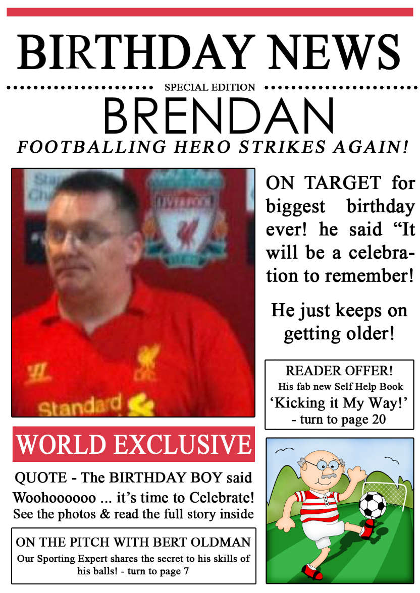 Football News Birthday Photo Upload Card - card made with Crafty Bob's Card Creator