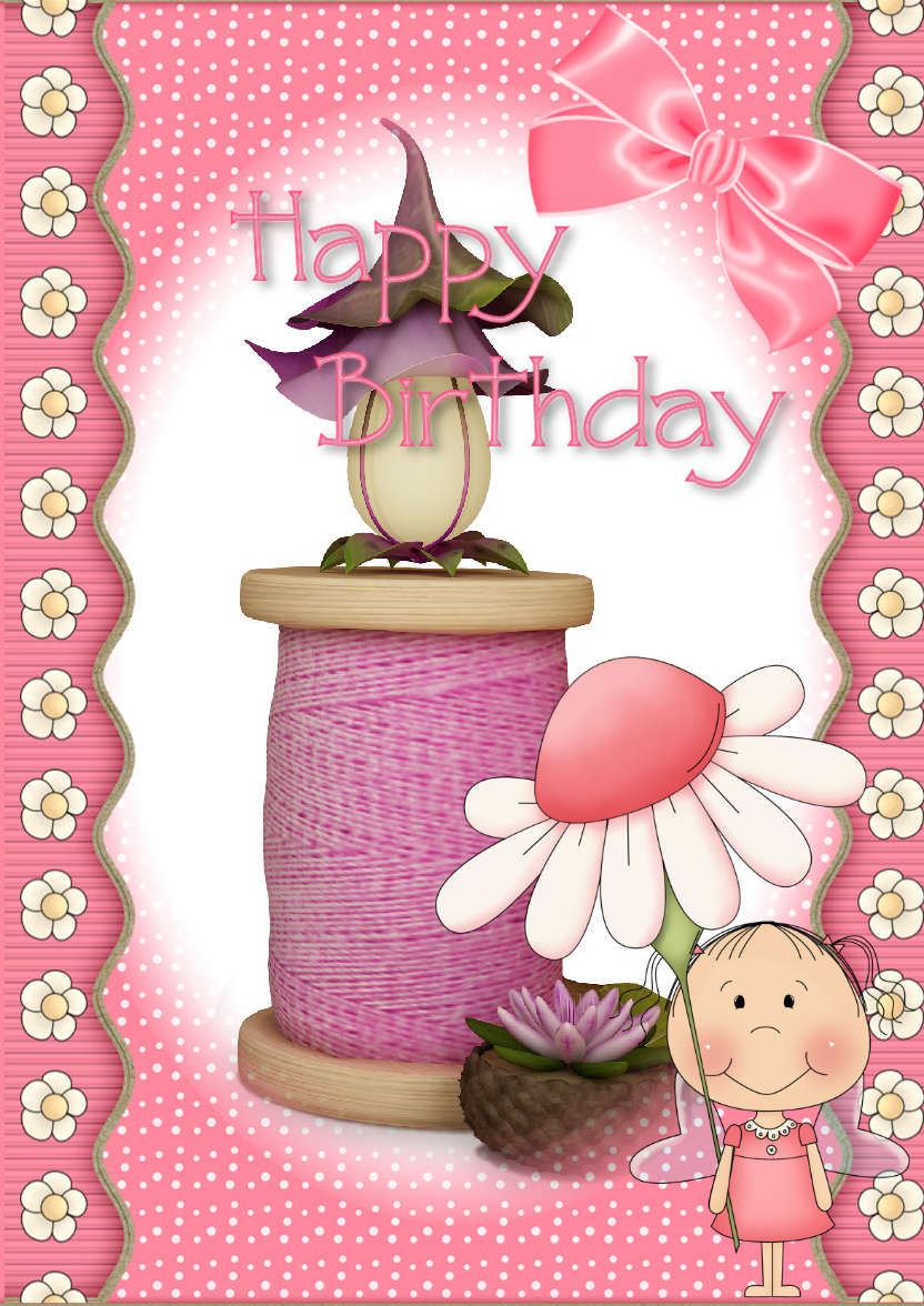Cute Birthday Girl - card made with Crafty Bob's Card Creator