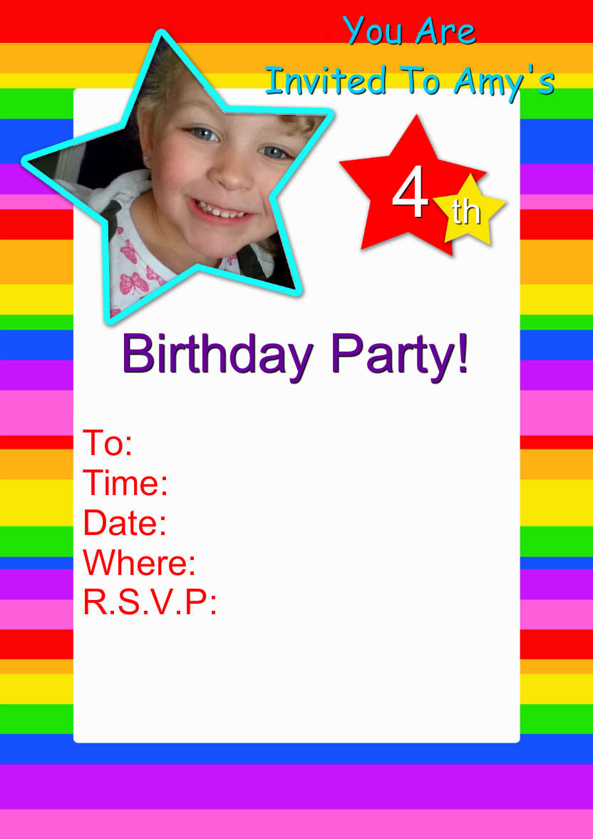 Rainbow Photo Aperture Invitation - card made with Crafty Bob's Card Creator