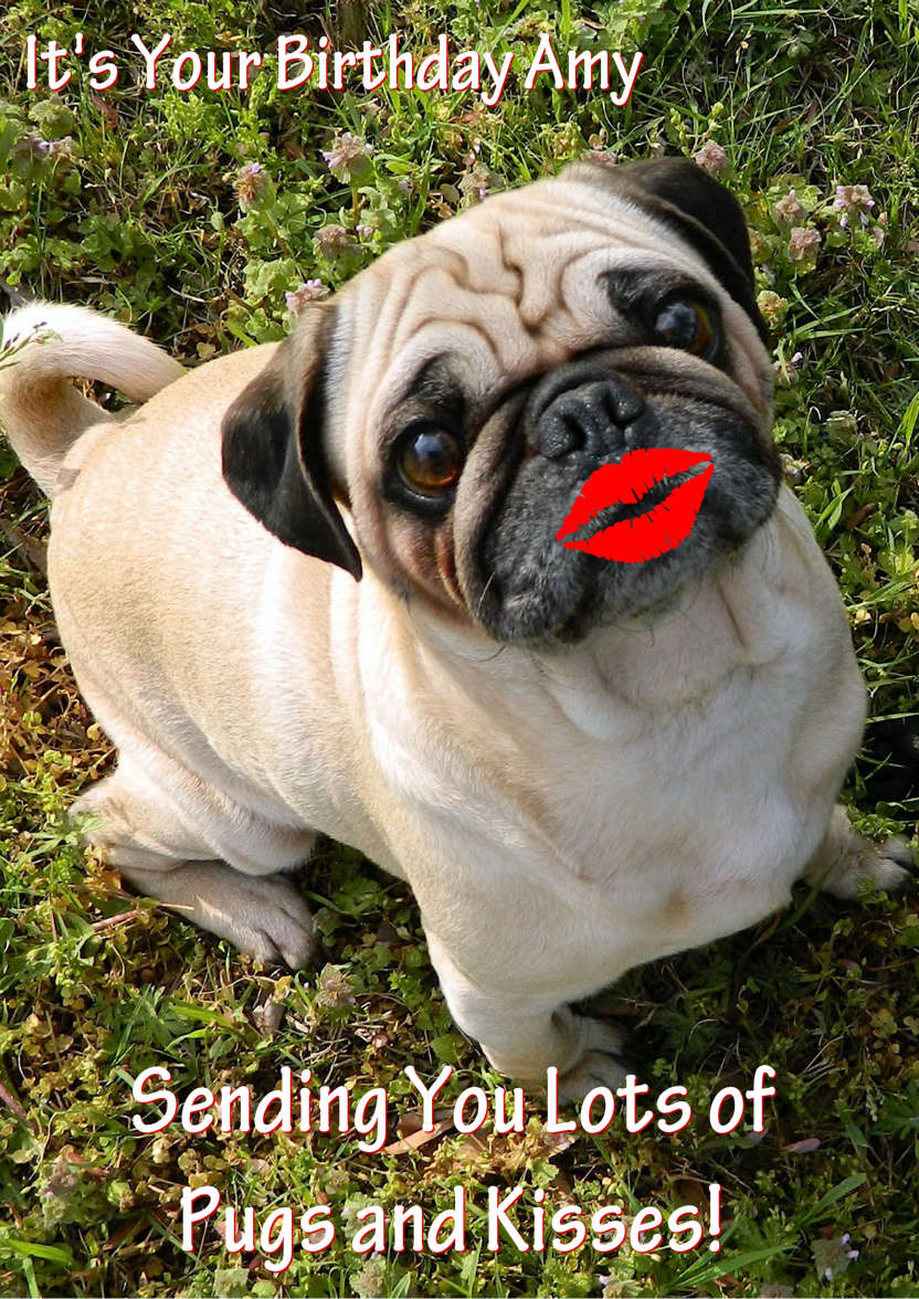 Pugs and Kisses Cute Card Front - card made with Crafty Bob's Card Creator