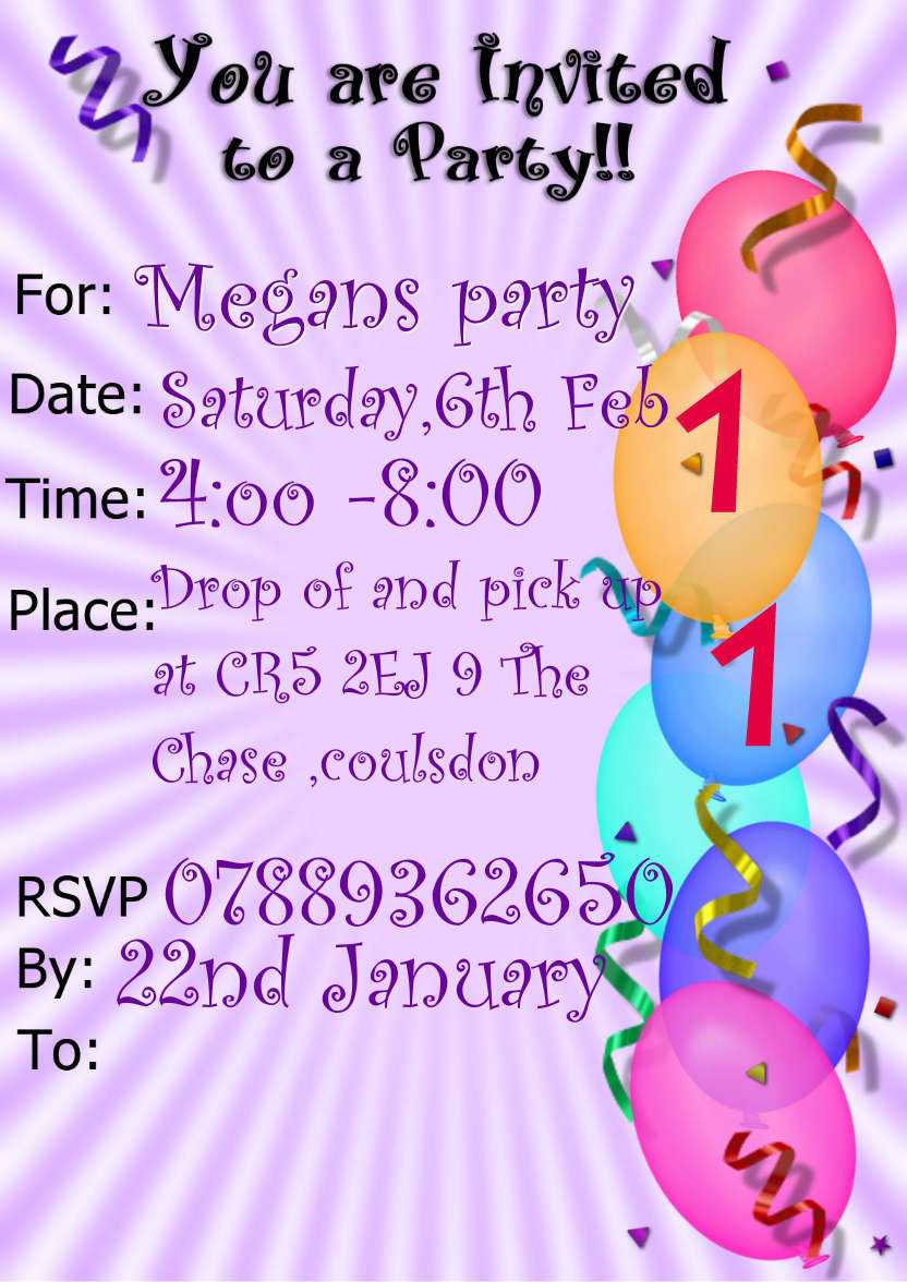 Balloon Invitation - card made with Crafty Bob's Card Creator