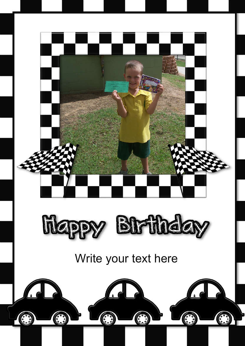 Racing Cars - card made with Crafty Bob's Card Creator