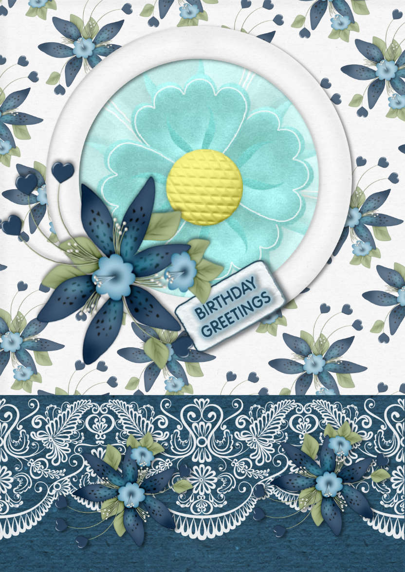 Blue Magic Floral - card made with Crafty Bob's Card Creator