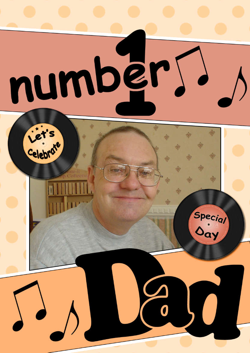 No 1 Dad Record Photo Upload Card - card made with Crafty Bob's Card Creator